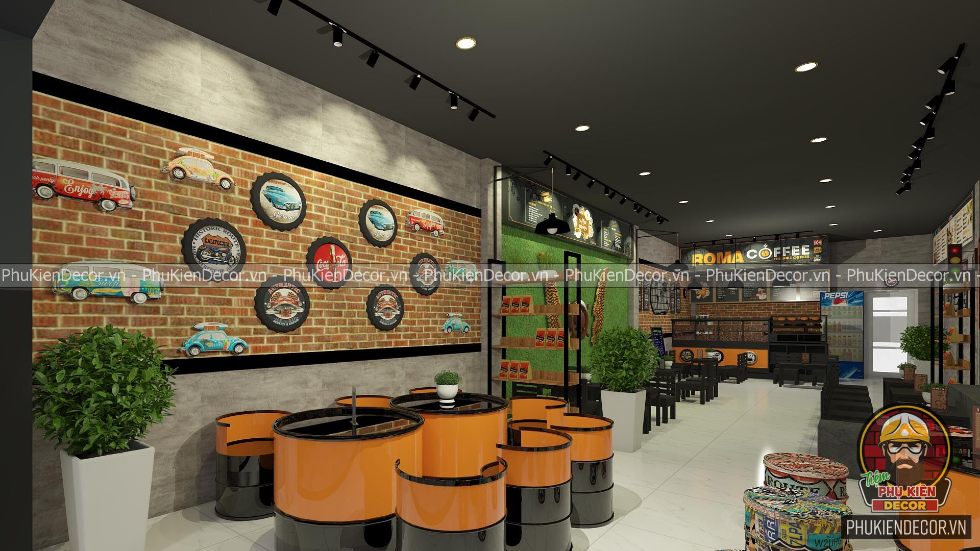 Thiết kế trang trí tường Quán cafe Nhỏ đẹp bằng những phụ kiện đơn giản Thiết kế trang trí tường Quán cafe Nhỏ đẹp bằng những phụ kiện đơn giản