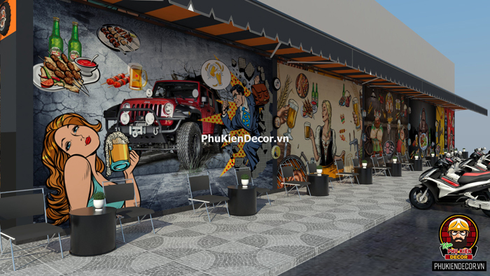 Thiết kế trang trí quán Cafe Bia vỉa hè, ngoài trời đẹp Thiết kế trang trí quán Cafe Bia vỉa hè, ngoài trời đẹp