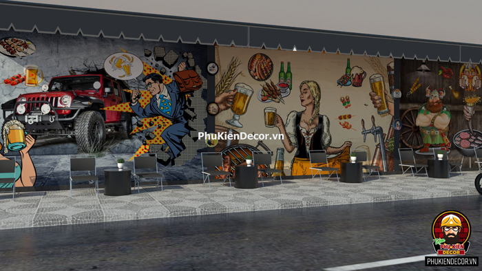 Thiết kế trang trí quán Cafe Bia vỉa hè, ngoài trời đẹp Thiết kế trang trí quán Cafe Bia vỉa hè, ngoài trời đẹp