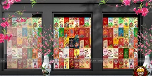 Decal dán Tường, dánh Kính trang trí năm mới 2022 - Tết Nhâm Dần siêu dễ thương, đậm sắc màu Truyền thống
