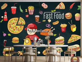 Tổng hợp đầy đủ 1001+  mẫu tranh dán tường Thức Ăn Nhanh trang trí quán Fastfood (Gà Rán, Bánh Mì Hamburger, Mỳ Ống)