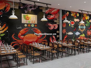 Độc lạ với  399+ mẫu decal & tranh dán tường 3D Quán ăn, Nhà hàng, Quán Nhậu, Lẩu Nướng, Hải Sản hot trend và nghệ thuật