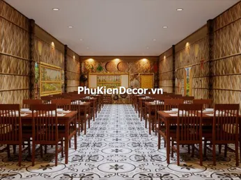 Sự Kết Hợp Hoàn Hảo Của Tranh Dán Tường Tre Vàng Và Tre Nứa Lá Trong Thiết Kế Quán Ăn Việt Nam