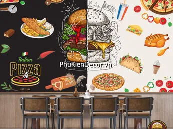 899+ Mẫu tranh trang trí quán gà rán - tiệm bánh mì hamburger - mì ống bằng tranh treo tường và tranh dán tường ấn tượng