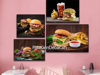 1001+ mẫu tranh treo tường quán Đồ ăn nhanh (Fastfood): Tranh gà rán, tranh Hamburger, Pizza, Mì ống trang trí thu hút mọi thực khách 