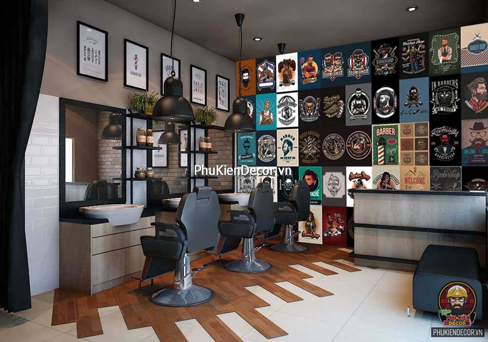 Decal dán tường, Stickers chủ đề BARBERSHOP, trang trí Tiệm hớt Tóc, Barbershop