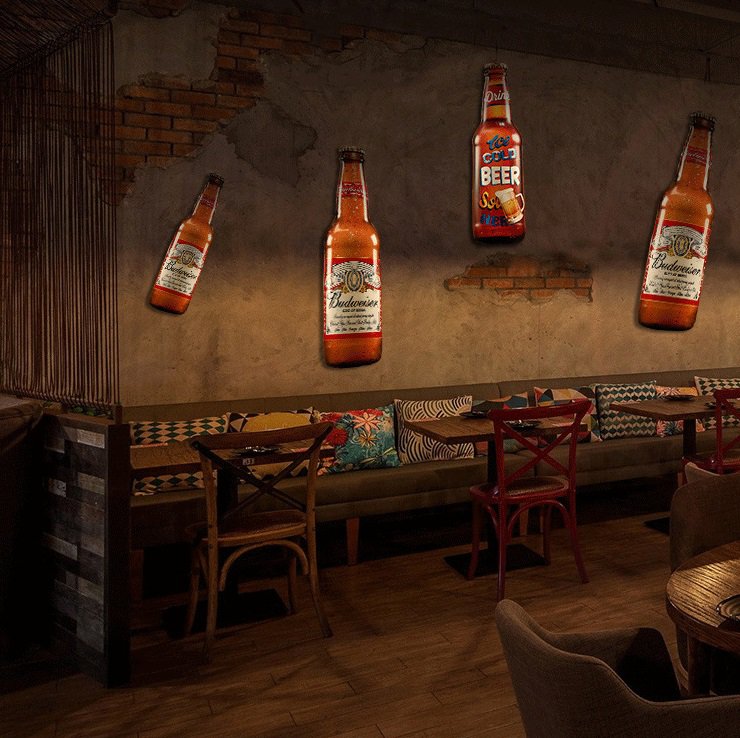Mô hình Chai bia sắt 3D Khổng lồ treo tường, trang trí Quán Bia, Cafe, Bar, Pub, Nhà hàng