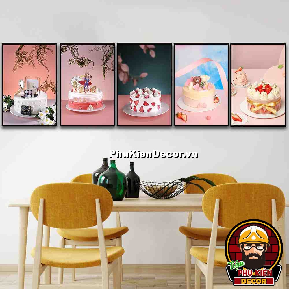 Tranh treo tường trang trí tiệm trà bánh - bánh kem nhiều màu sắc, kiểu dáng đẹp, nổi bật