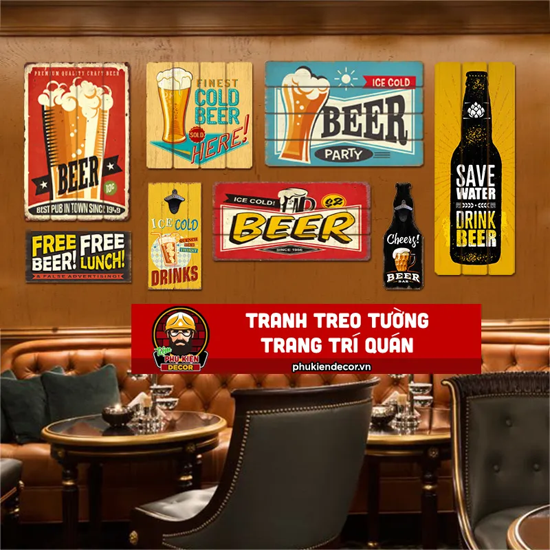 Tranh treo tuờng trang trí quán Beer, Cafe Beer