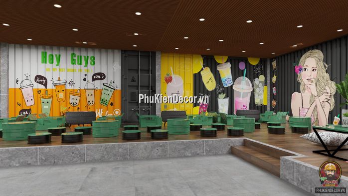 Tổng hợp các mẫu Tranh dán tường 3D trang trí quán Trà sữa, Trà chanh đẹp Tổng hợp các mẫu Tranh dán tường 3D trang trí quán Trà sữa, Trà chanh đẹp