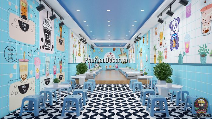 Tổng hợp các mẫu Tranh dán tường 3D trang trí quán Trà sữa, Trà chanh đẹp Tổng hợp các mẫu Tranh dán tường 3D trang trí quán Trà sữa, Trà chanh đẹp
