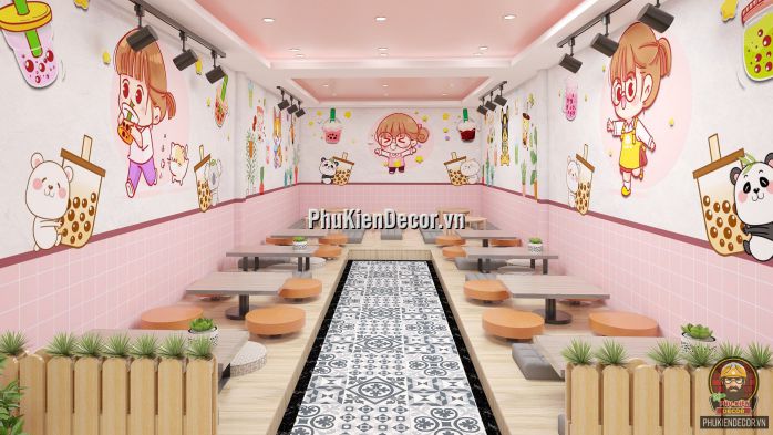 Tổng hợp các mẫu Tranh dán tường 3D trang trí quán Trà sữa, Trà chanh đẹp Tổng hợp các mẫu Tranh dán tường 3D trang trí quán Trà sữa, Trà chanh đẹp