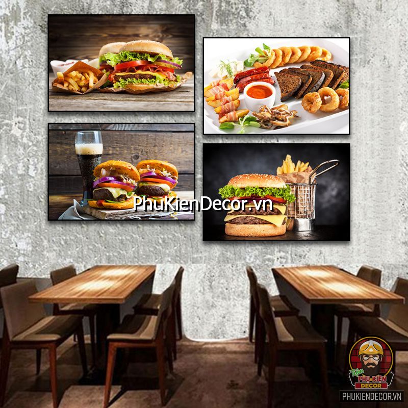 Tổng hợp các mẫu tranh treo tường trang trí quán hambuger hấp dẫn, khác biệt Tổng hợp các mẫu tranh treo tường trang trí quán hambuger hấp dẫn, khác biệt