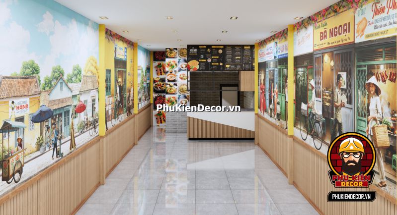 Tranh dán tường 3D Sài Gòn xưa Tranh phong cảnh Sài Gòn xưa với những con phố nhỏ, mái ngói cổ kính, gợi lại vẻ đẹp lãng mạn của thành phố.