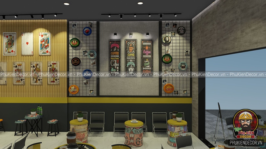 Tranh lá bài - tranh ống thép - Nắp bia - những phụ kiện giúp Trang trí quán Cafe nhỏ Tranh lá bài - tranh ống thép - Nắp bia - những phụ kiện giúp Trang trí quán Cafe nhỏ