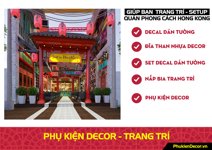 Tổng hợp vật liệu trang trí quán kiểu Hong Kong Tổng hợp vật liệu trang trí quán kiểu Hong Kong