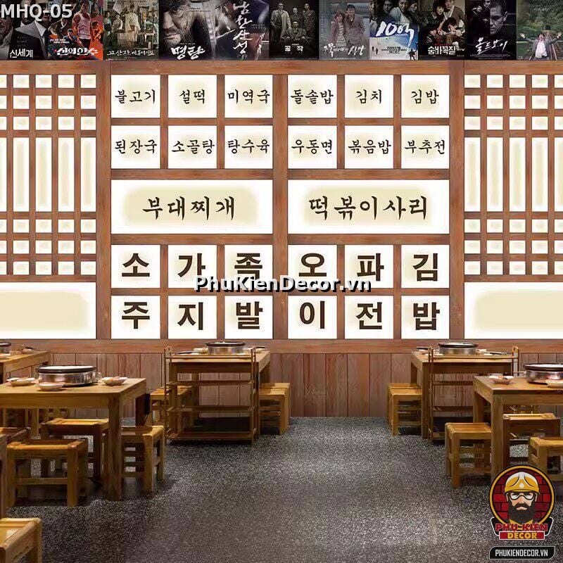 Trang trí quán Lẩu nướng Buffee BBQ Hàn Quốc bằng Tranh dán tường 3D Trang trí quán Lẩu nướng Buffee BBQ Hàn Quốc bằng Tranh dán tường 3D