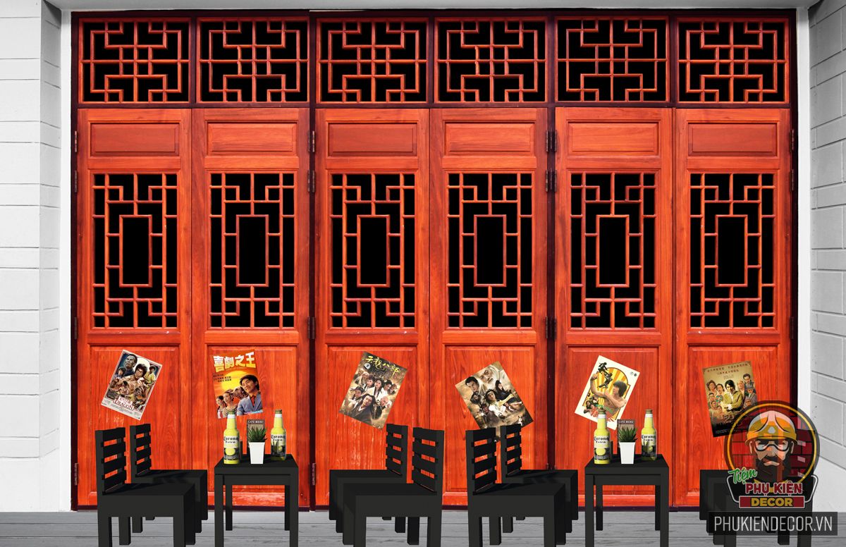Decal dán tường trang trí mẫu cửa gỗ Hong Kong Decal dán tường trang trí mẫu cửa gỗ Hong Kong