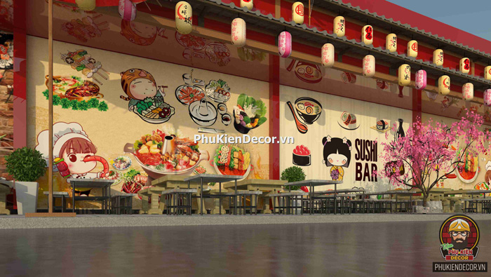 Trang trí thiết kế Quán Lẩu Nướng Xiên Que kiểu Nhật Bản Trang trí thiết kế Quán Lẩu Nướng Xiên Que kiểu Nhật Bản