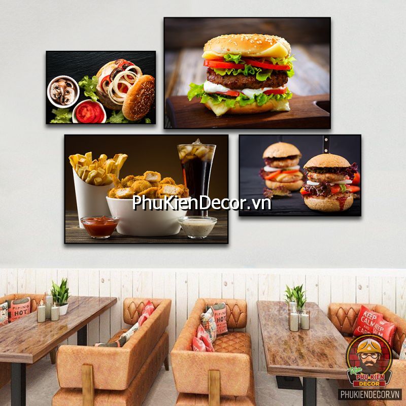 Hình ảnh tranh bánh mì hamburger treo tường hấp dẫn, tạo cảm giác ngon miệng hơn khi khách ghé tiệm  Hình ảnh tranh bánh mì hamburger treo tường hấp dẫn, tạo cảm giác ngon miệng hơn khi khách ghé tiệm