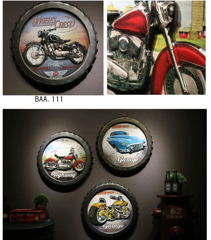 Nắp bia mô tô đường kính 50cm dùng trang trí cho shop Biker - Garage Nắp bia mô tô đường kính 50cm dùng trang trí cho shop Biker - Garage