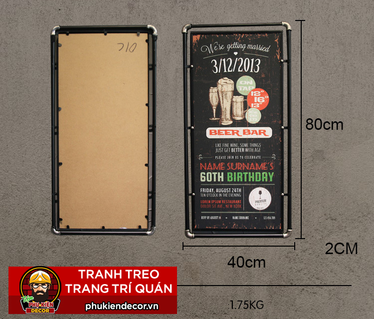Kích thước Tranh Cafe Beer treo tường Kích thước Tranh Cafe Beer treo tường