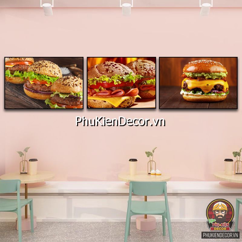 Tranh canvas treo tường bánh hamburger đơn giản nhưng cực thu hút Tranh canvas treo tường bánh hamburger đơn giản nhưng cực thu hút