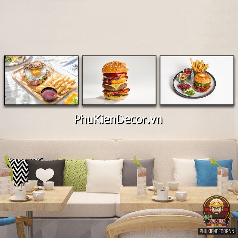 Tranh canvas treo tường bánh hamburger đơn giản nhưng cực thu hút Tranh canvas treo tường bánh hamburger đơn giản nhưng cực thu hút