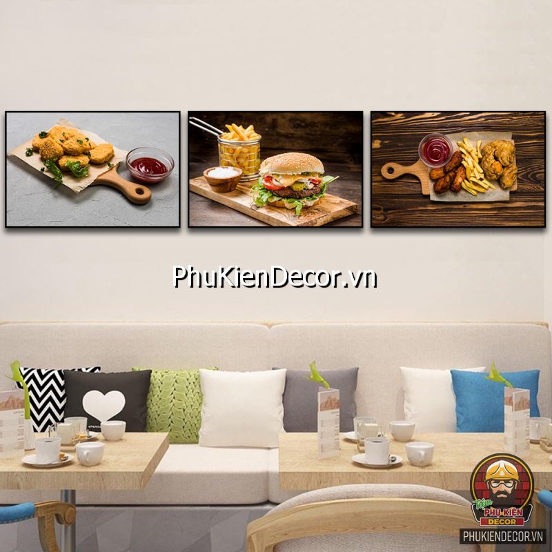 Tranh canvas treo tường bánh hamburger đơn giản nhưng cực thu hút Tranh canvas treo tường bánh hamburger đơn giản nhưng cực thu hút