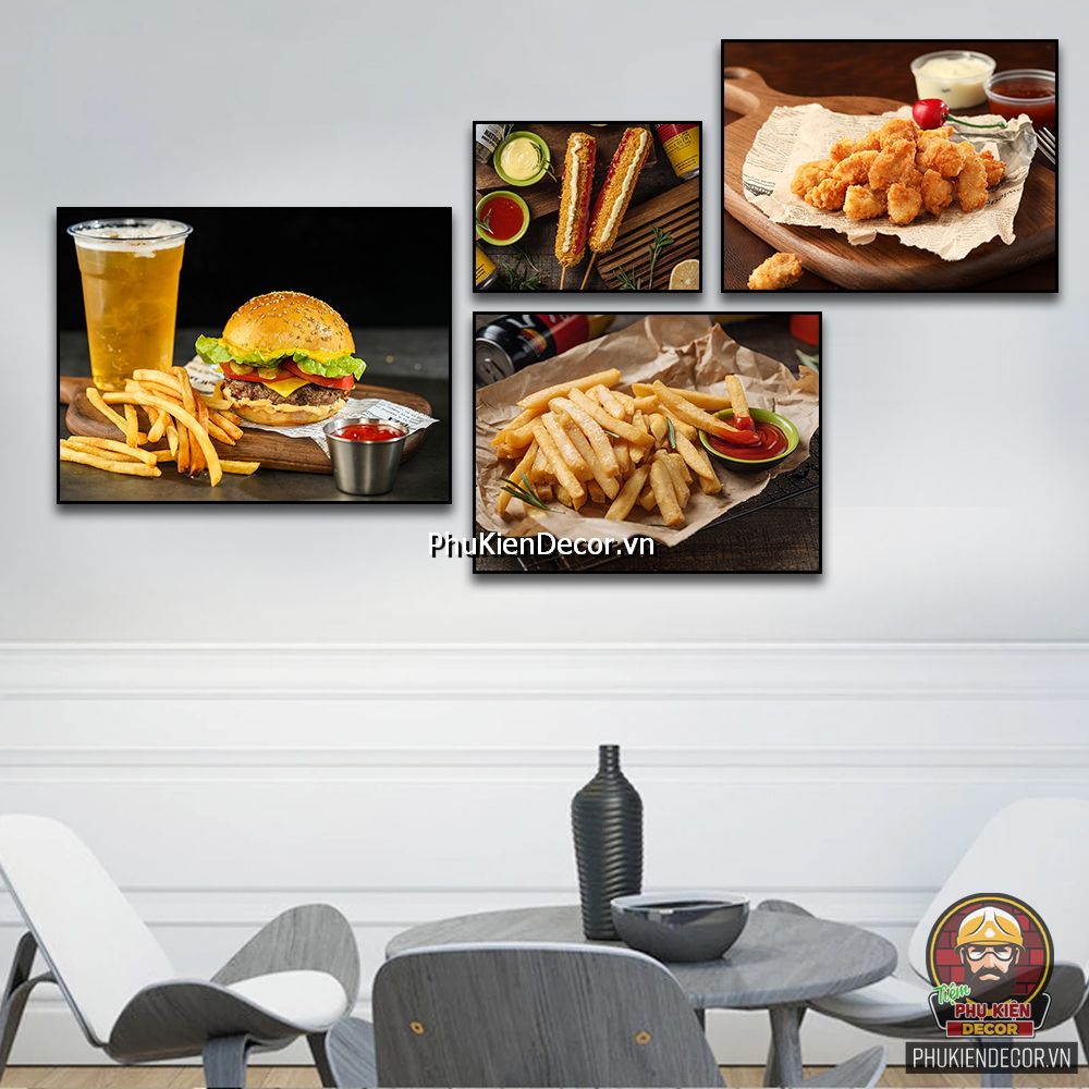 Sử dụng tranh canvas treo tường quán thức ăn nhanh phong cách bụi bặm, mới mẻ tạo dấu ấn đương đại cho quán Sử dụng tranh canvas treo tường quán thức ăn nhanh phong cách bụi bặm, mới mẻ tạo dấu ấn đương đại cho quán