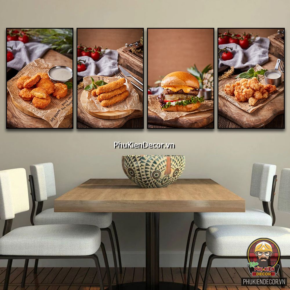 Sử dụng tranh canvas treo tường quán thức ăn nhanh phong cách bụi bặm, mới mẻ tạo dấu ấn đương đại cho quán Sử dụng tranh canvas treo tường quán thức ăn nhanh phong cách bụi bặm, mới mẻ tạo dấu ấn đương đại cho quán