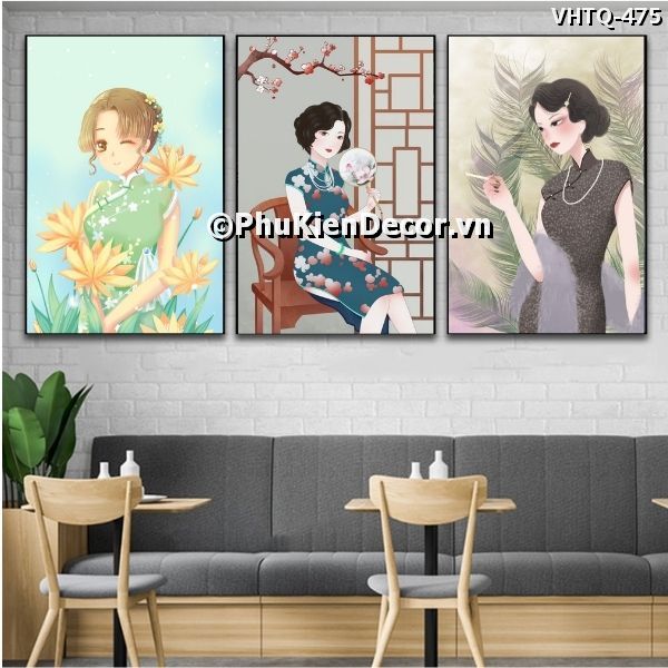 Tranh những cô gái dịu dàng, thướt tha trong bộ sườn xám đặc trưng, nổi tiếng của văn hóa Trung Quốc Tranh những cô gái dịu dàng, thướt tha trong bộ sườn xám đặc trưng, nổi tiếng của văn hóa Trung Quốc