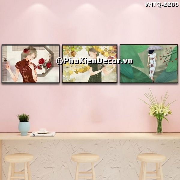 Tranh cô gái đương đại thanh lịch trong bộ sườn xám toát lê vẻ đẹp truyền thống Trung Hoa Tranh cô gái đương đại thanh lịch trong bộ sườn xám toát lê vẻ đẹp truyền thống Trung Hoa