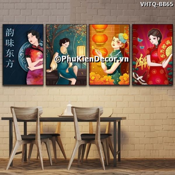 Tranh trang trí về văn hóa Trung Hoa gắn liền với bộ trang phục truyền thống sườn xám nổi tiếng Tranh trang trí về văn hóa Trung Hoa gắn liền với bộ trang phục truyền thống sườn xám nổi tiếng