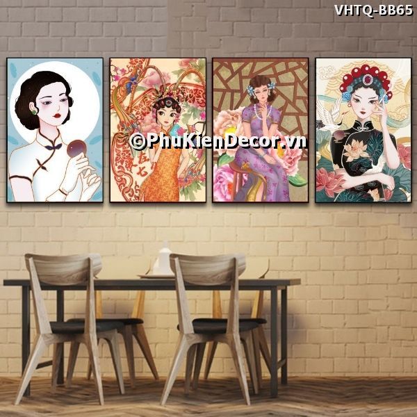 Tranh cô gái đương đại thanh lịch trong bộ sườn xám toát lê vẻ đẹp truyền thống Trung Hoa Tranh cô gái đương đại thanh lịch trong bộ sườn xám toát lê vẻ đẹp truyền thống Trung Hoa