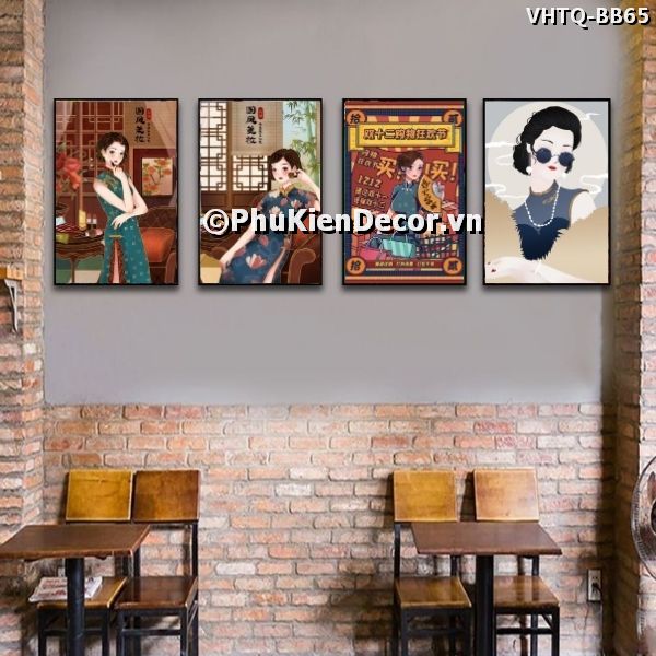 Tranh trang trí về văn hóa Trung Hoa gắn liền với bộ trang phục truyền thống sườn xám nổi tiếng Tranh trang trí về văn hóa Trung Hoa gắn liền với bộ trang phục truyền thống sườn xám nổi tiếng