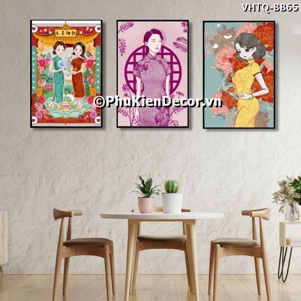 Tranh những cô gái xinh đẹp cùng bộ sườn xám truyền thống đẹp, thu hút Tranh những cô gái xinh đẹp cùng bộ sườn xám truyền thống đẹp, thu hút