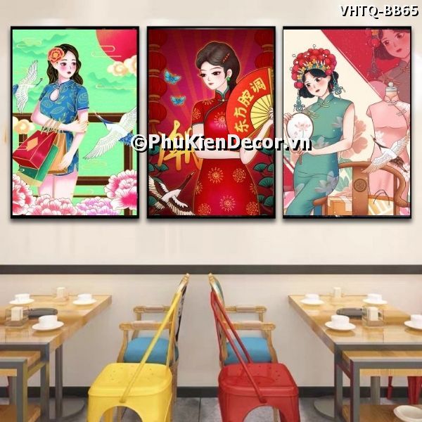 Tranh những cô gái xinh đẹp cùng bộ sườn xám truyền thống đẹp, thu hút Tranh những cô gái xinh đẹp cùng bộ sườn xám truyền thống đẹp, thu hút