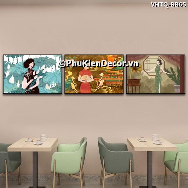 Tranh những cô gái dịu dàng, thướt tha trong bộ sườn xám đặc trưng, nổi tiếng của văn hóa Trung Quốc Tranh những cô gái dịu dàng, thướt tha trong bộ sườn xám đặc trưng, nổi tiếng của văn hóa Trung Quốc