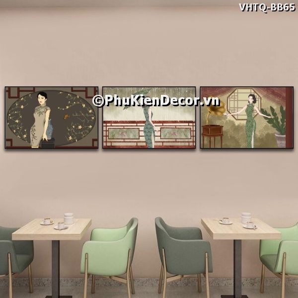 Tranh cô gái đương đại thanh lịch trong bộ sườn xám toát lê vẻ đẹp truyền thống Trung Hoa Tranh cô gái đương đại thanh lịch trong bộ sườn xám toát lê vẻ đẹp truyền thống Trung Hoa