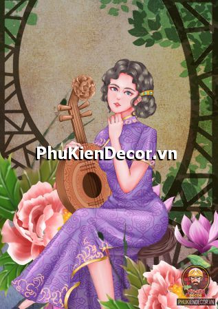 Tranh cô gái mặc sườn xám cổ truyền độc đáo, nét đẹp trong trang phục của Trung Hoa Tranh cô gái mặc sườn xám cổ truyền độc đáo, nét đẹp trong trang phục của Trung Hoa