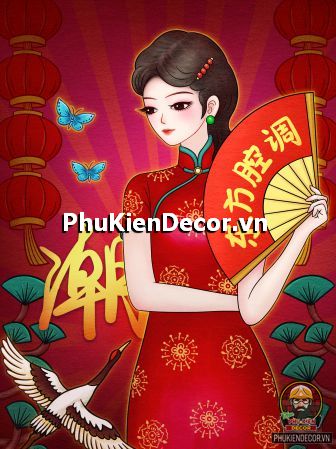 Tranh cô gái mặc sườn xám cổ truyền độc đáo, nét đẹp trong trang phục của Trung Hoa Tranh cô gái mặc sườn xám cổ truyền độc đáo, nét đẹp trong trang phục của Trung Hoa