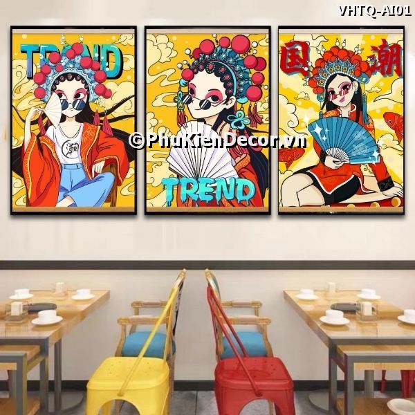 Tranh cô gái Trung Hoa kinh kịch kết hợp nghệ thuật dương đại phong cách trẻ trung, đáng yêu Tranh cô gái Trung Hoa kinh kịch kết hợp nghệ thuật dương đại phong cách trẻ trung, đáng yêu