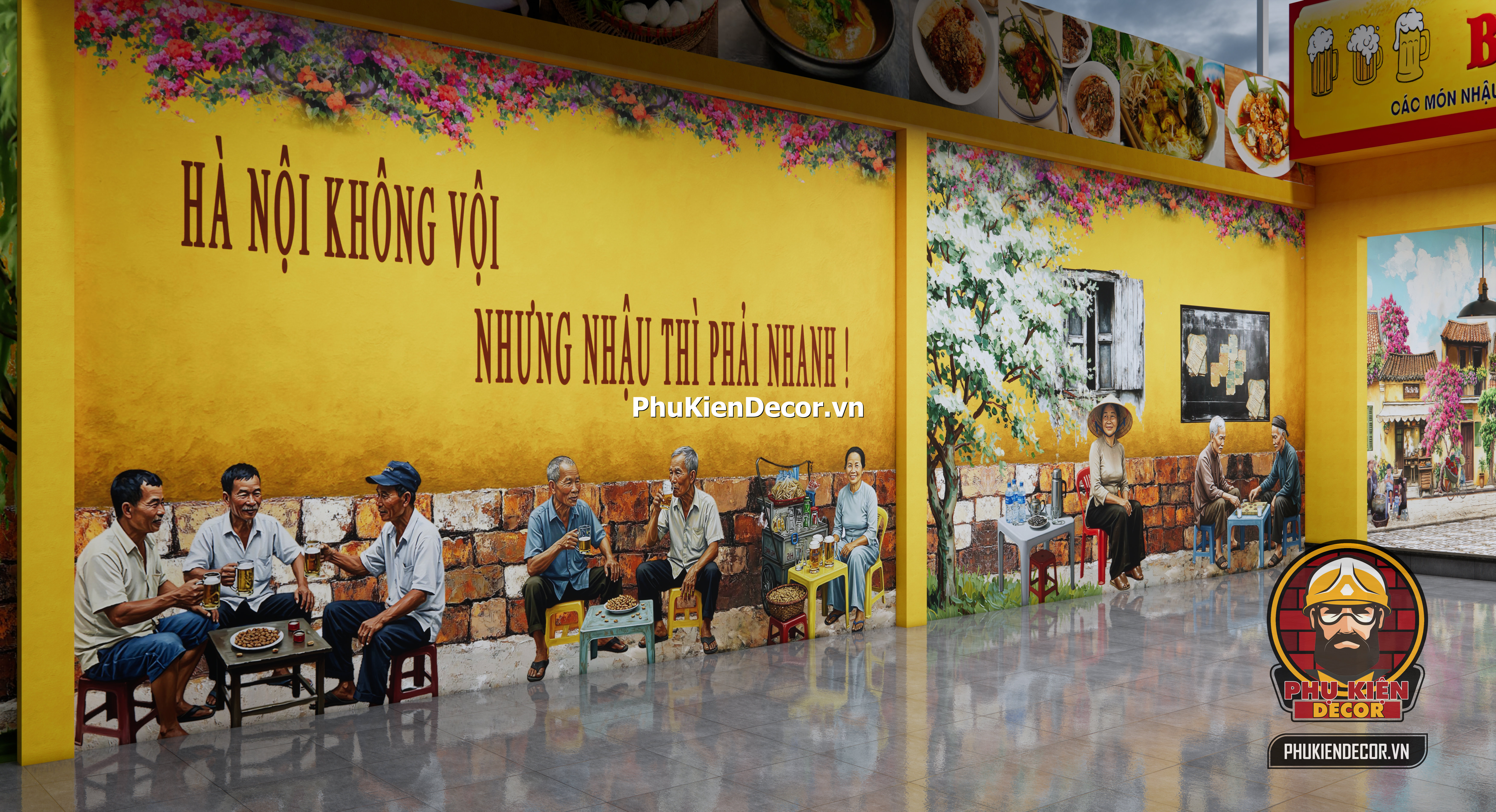 Tranh dán tường 3d bia hơi Hà Nội xưa,góc nhậu vỉa hè Hà Nội Tranh dán tường 3d bia hơi Hà Nội xưa,góc nhậu vỉa hè Hà Nội