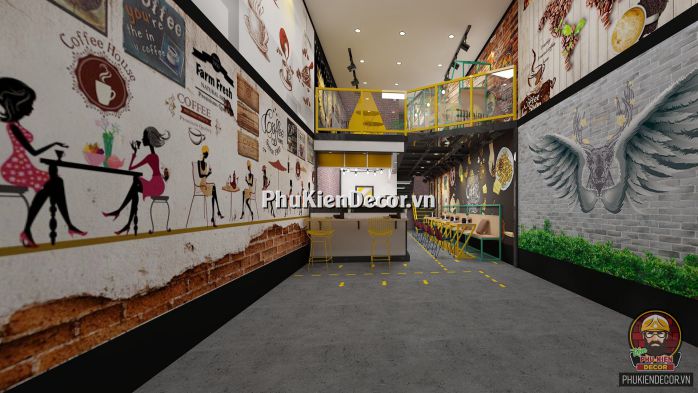 Tranh dán tường 3D cho Quán Cafe với hình ảnh tuổi Teen Tranh dán tường 3D cho Quán Cafe với hình ảnh tuổi Teen