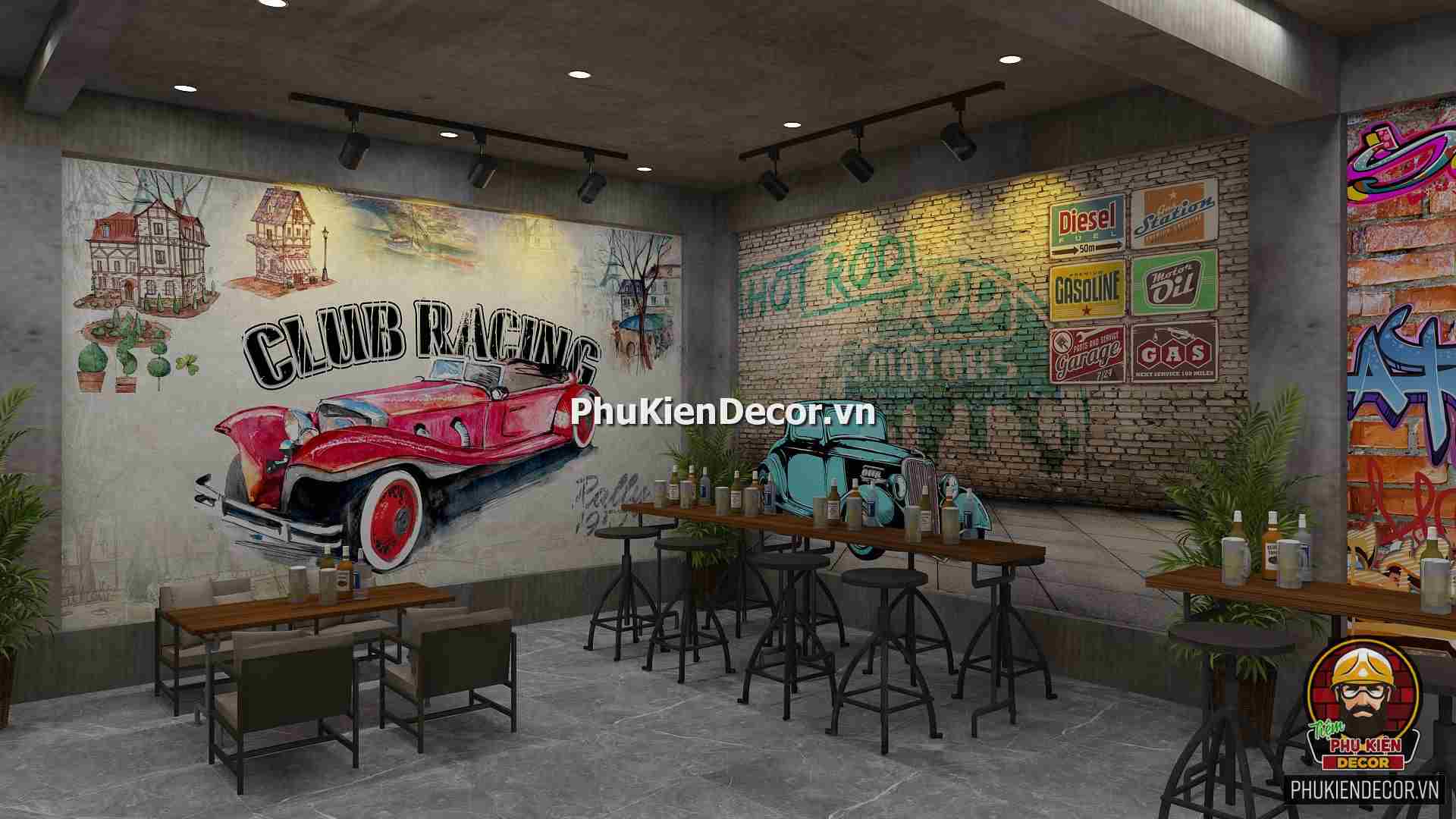 Tranh dán tường 3D Ô To cho tín đồ Đam mê Tốc độ, thích hợp Trang trí Nhà Hàng, Bar, Bia, Quán Nhậu Tranh dán tường 3D Ô To cho tín đồ Đam mê Tốc độ, thích hợp Trang trí Nhà Hàng, Bar, Bia, Quán Nhậu