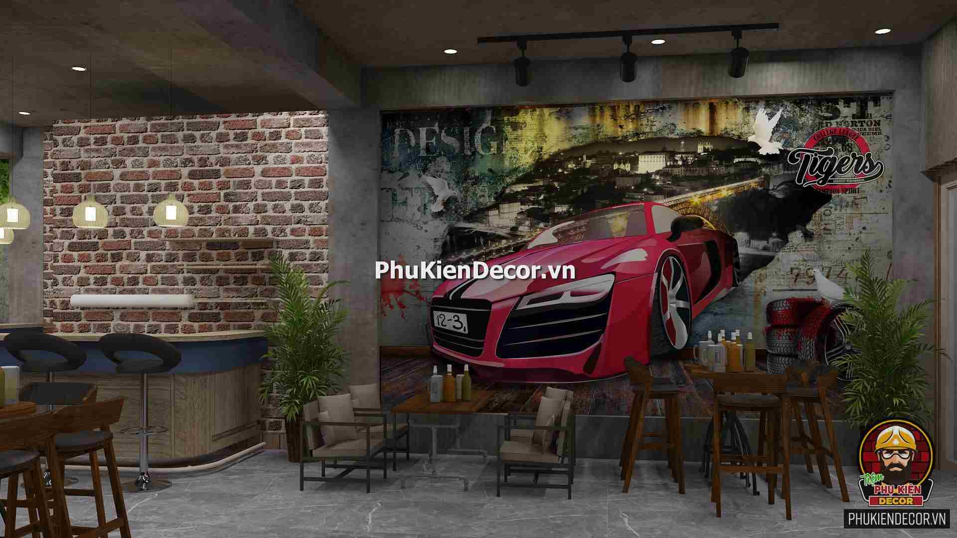 Tranh dán tường 3D Ô To cho tín đồ Đam mê Tốc độ, thích hợp Trang trí Nhà Hàng, Bar, Bia, Quán Nhậu Tranh dán tường 3D Ô To cho tín đồ Đam mê Tốc độ, thích hợp Trang trí Nhà Hàng, Bar, Bia, Quán Nhậu