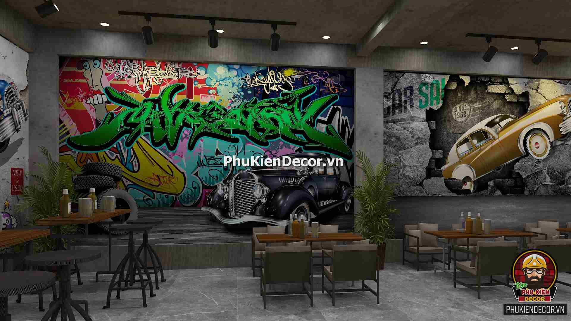Tranh dán tường 3D Ô To cho tín đồ Đam mê Tốc độ, thích hợp Trang trí Nhà Hàng, Bar, Bia, Quán Nhậu Tranh dán tường 3D Ô To cho tín đồ Đam mê Tốc độ, thích hợp Trang trí Nhà Hàng, Bar, Bia, Quán Nhậu