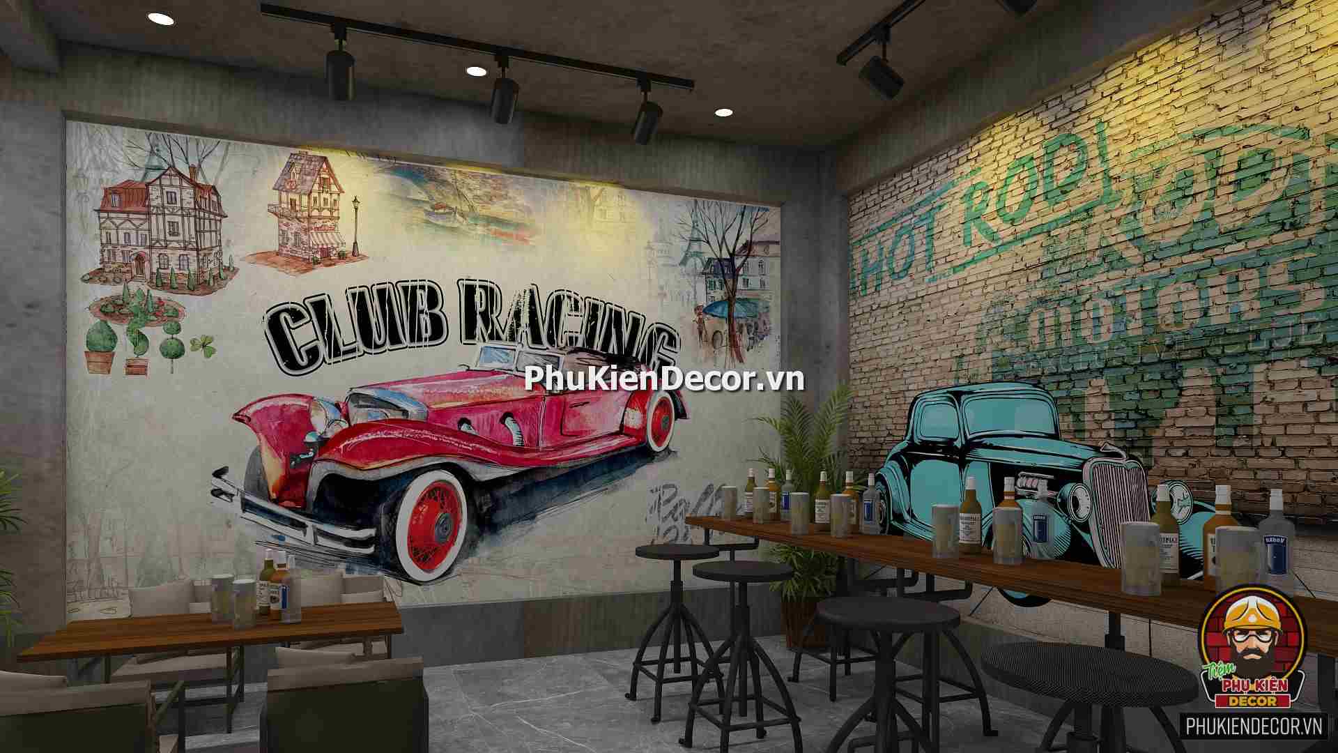 Tranh dán tường 3D Ô To cho tín đồ Đam mê Tốc độ, thích hợp Trang trí Nhà Hàng, Bar, Bia, Quán Nhậu Tranh dán tường 3D Ô To cho tín đồ Đam mê Tốc độ, thích hợp Trang trí Nhà Hàng, Bar, Bia, Quán Nhậu