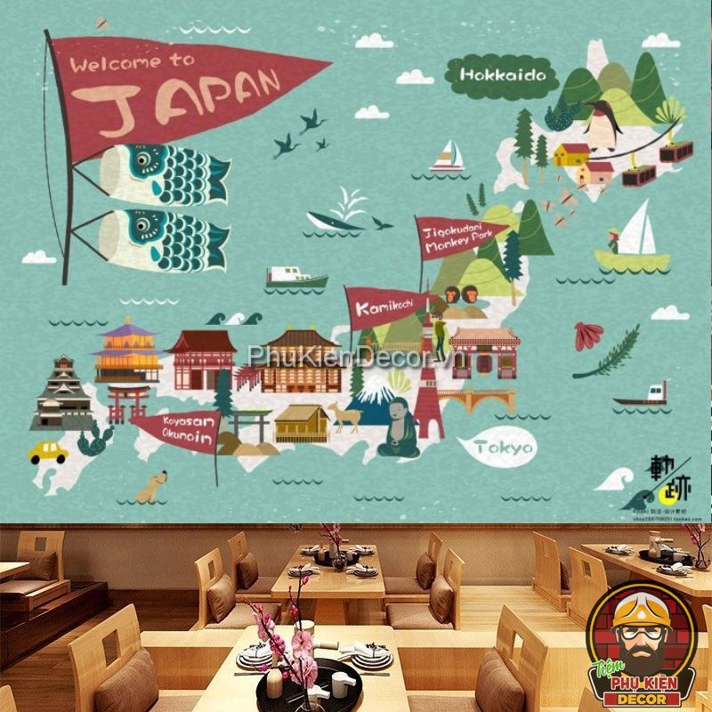 Tranh dán tường 3D địa danh Nhật Bản mới lạ Tranh dán tường 3D địa danh Nhật Bản mới lạ